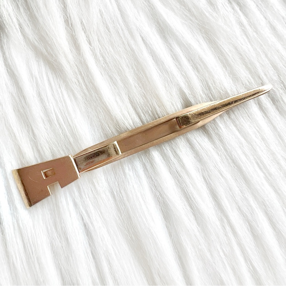 1960s Vintage SWANK Modernist Initial Letter A Goldtone Tie Bar • Illusion Clip